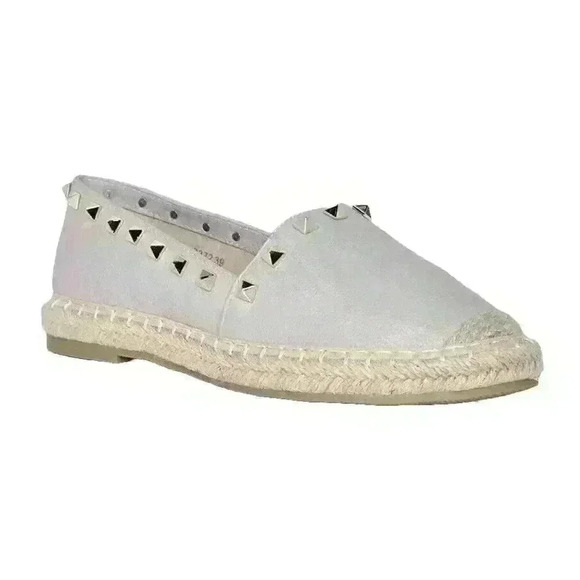 Coura by Boohoo Women's Grey Emma Stud Trim Espadrille Flat Size 6 US - Picture 1 of 3